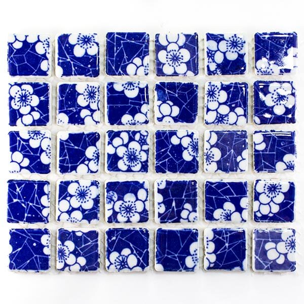 Glazed Porcelain Tiles in blue cherry blossom china