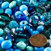 Blue Assortment Small Glass Beads 2oz (60+)