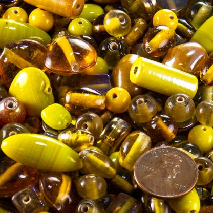 Yellow Assortment Small Glass Beads 2oz (60+)