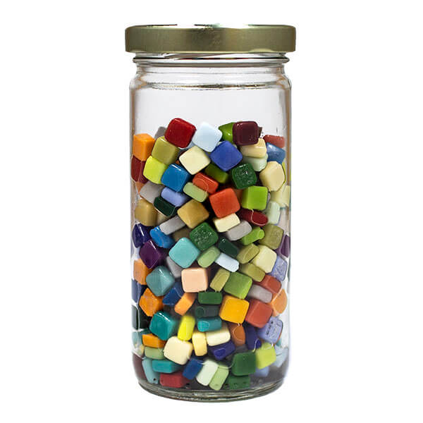 Glass Jar for Mosaic Tile Display, 8 oz, Tall, Straight-Sided, with  Gold-tone Lid