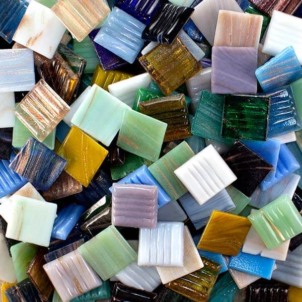 3/4 X 3/4 in Mosaic Mercantile Glass Authentic Square Mosaic Tile Assorted ... 