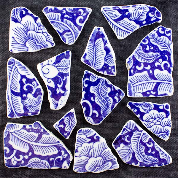 Plumes of Blue Dreams Pique Assiette Porcelain Flats
