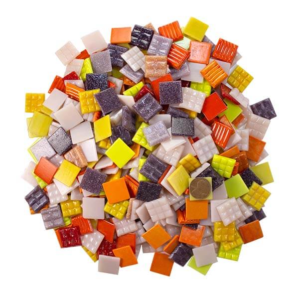 Glass Mosaic Tiles 100 Tiles 3/8 inch Light Orange Vitreous 