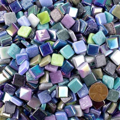Dragonfly Dark Iridescent Recycled Glass Tile Assortment 12mm_02