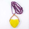 YELLOW Heart Glass Beads Large 2 pieces - Image 2