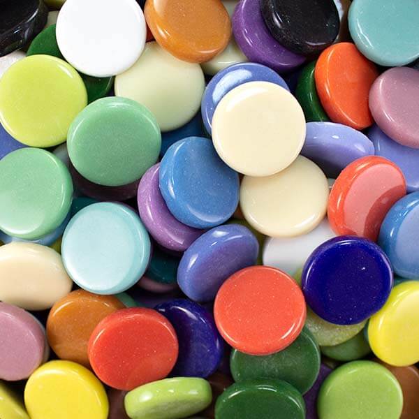 glass mosaic tile penny round circle