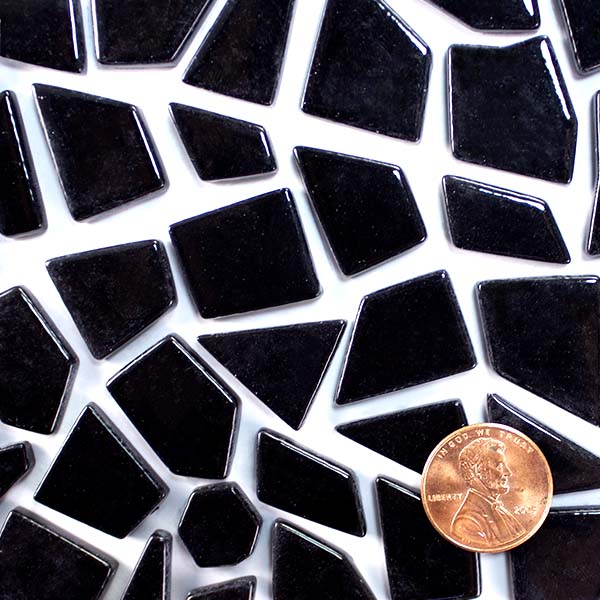 black glass mosaic tile polygons irregular
