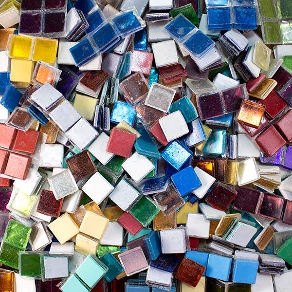 Colored Mirror Tile Bulk Salvage Mix - Rainbow Mirror Assortment