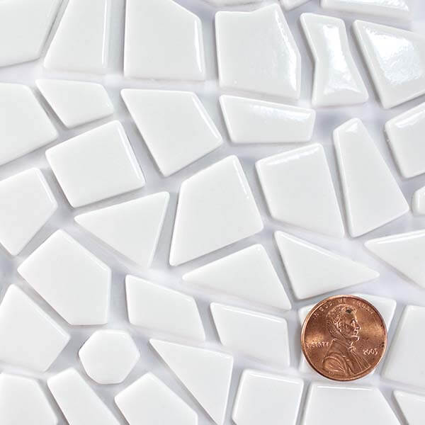 white glass mosaic tile polygons irregular