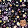 Black-Purple Millefiori Mud-Turtle Mosaic 8mm-12mm