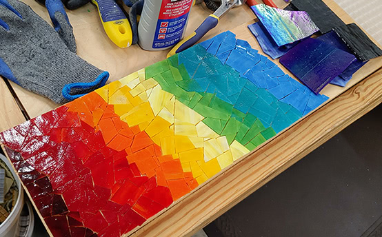 Stained Glass Mosaic Rainbow Art