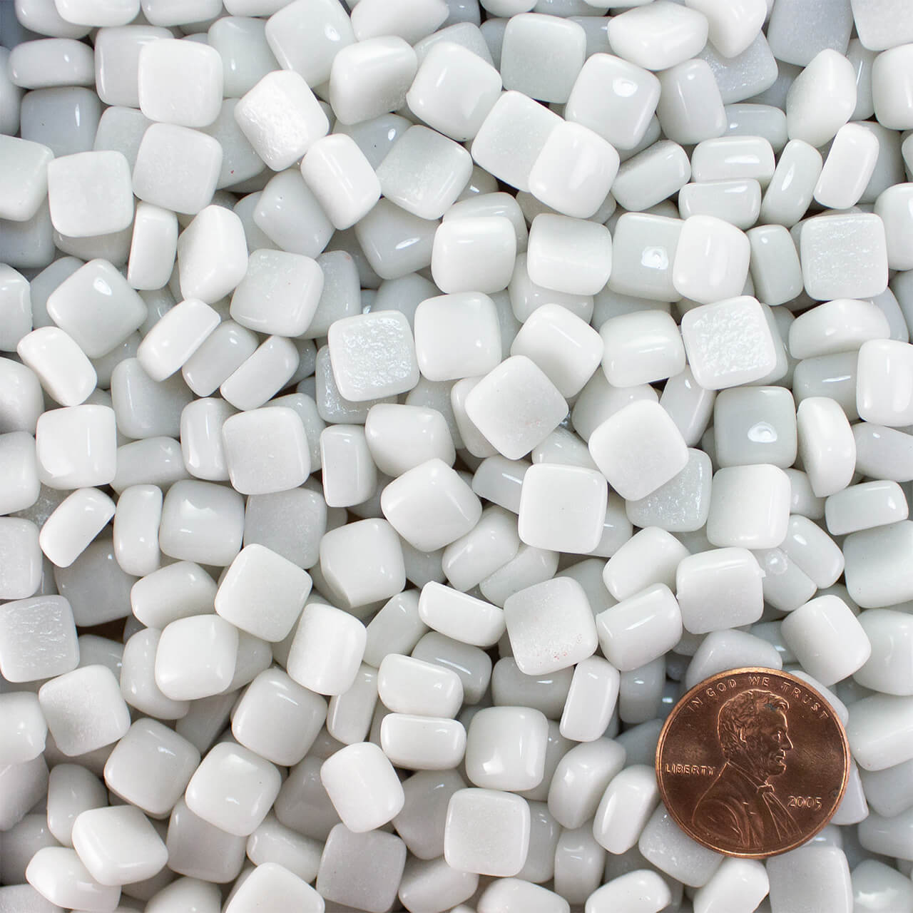 White 8mm Recycled Glass Mosaic Tile