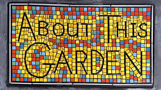 glass mosaic garden sign grouted