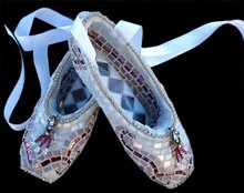 Kim Grant mosaic art ballerina shoe sculpture