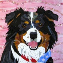 Sue Betanzos dog portrait mosaic art